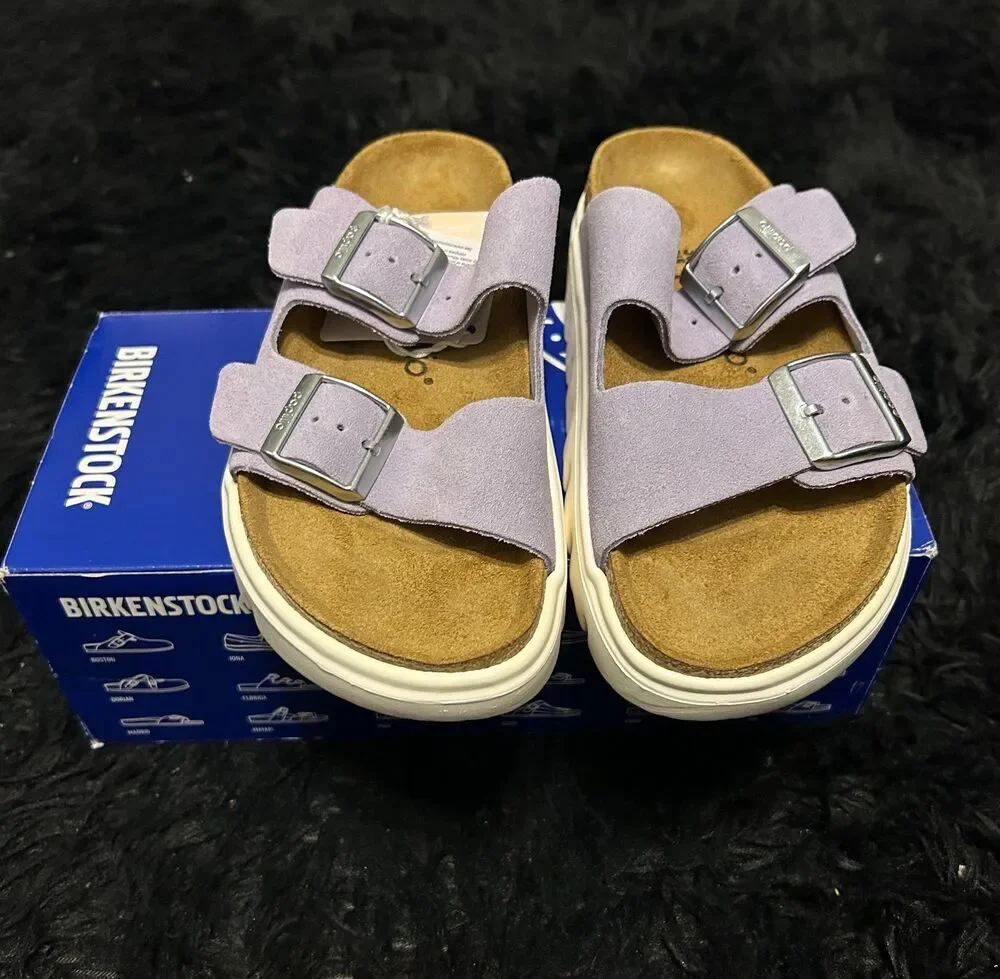 PAPILLIO by BIRKENSTOCK Arizona chunky purple leather sandals shoes eur 38 new